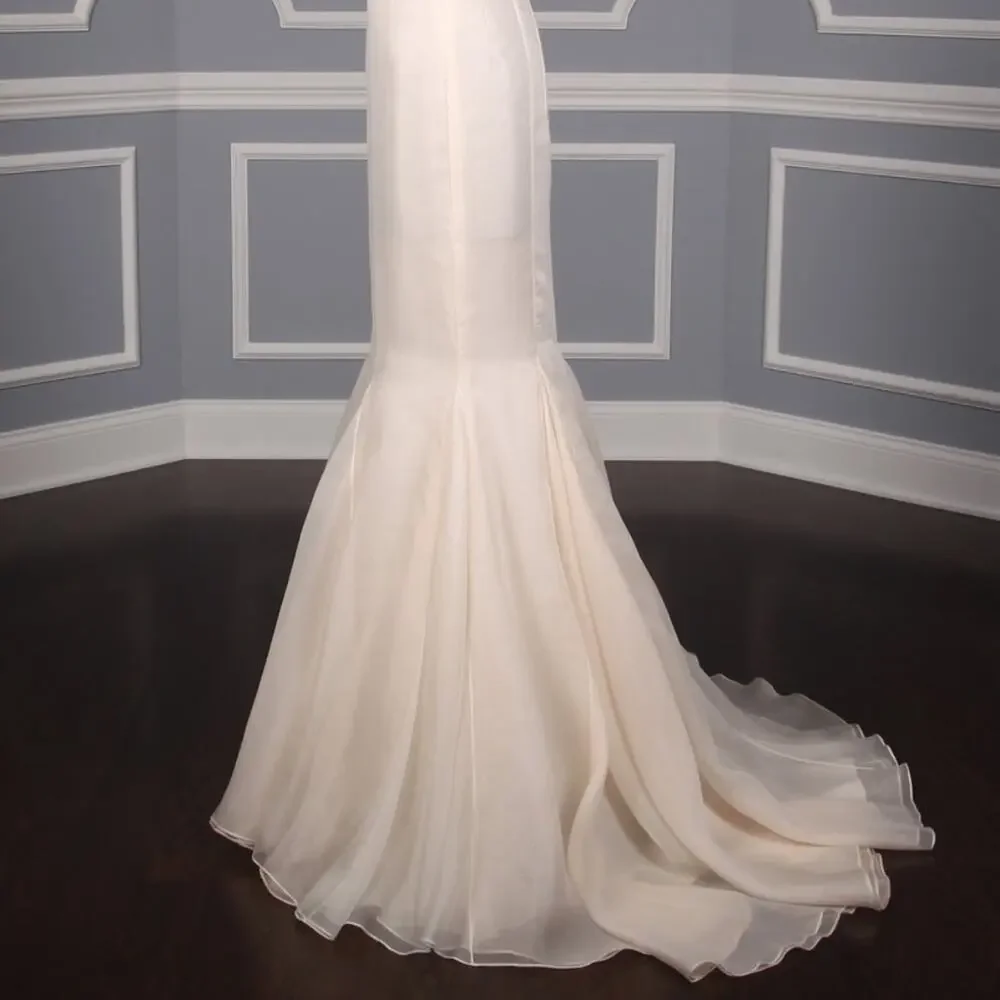Anne Barge Firebird Strapless Blush Mermaid Organza Lace Wedding Dress Gown 4 - Picture 7 of 13